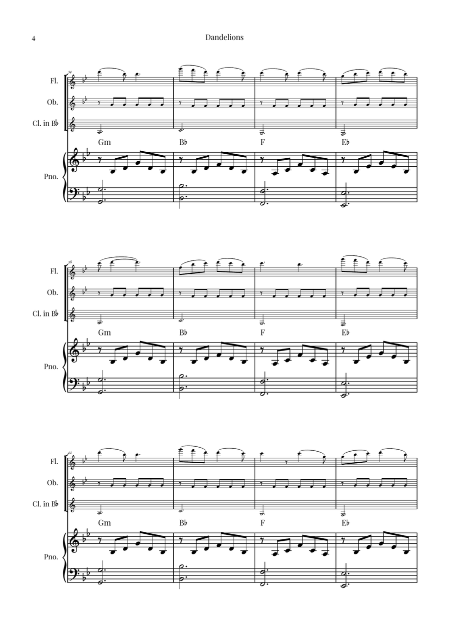 Dandelions Woodwind Trio scores gallery preview page 4