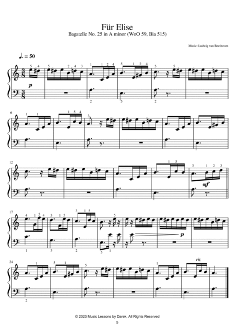 BEST OF BEETHOVEN (18 TUNES) - Sheet Music Collection [EASY PIANO] Easy Piano scores gallery preview page 5