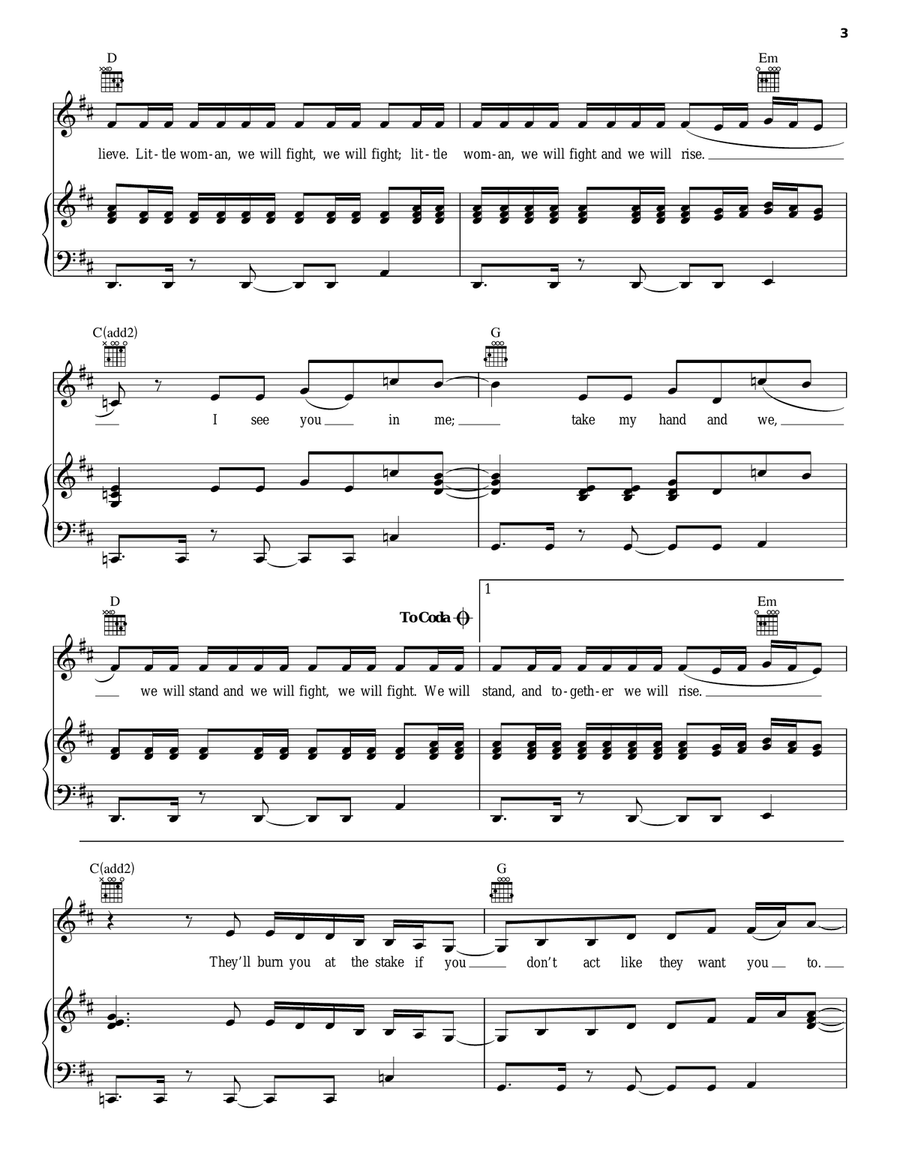 Rise Up Piano, Vocal, Guitar scores gallery preview page 3