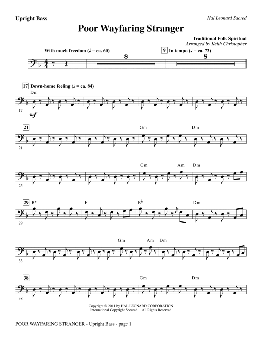 Poor Wayfaring Stranger - Upright Bass Choir scores gallery preview page 1