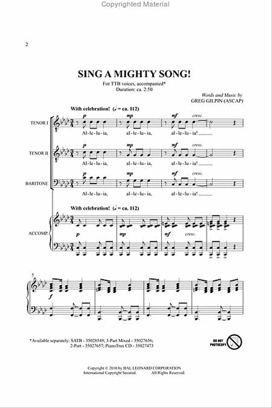 Sing a Mighty Song! TTB scores gallery preview page 3