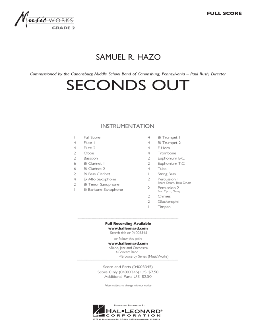 Seconds Out - Full Score