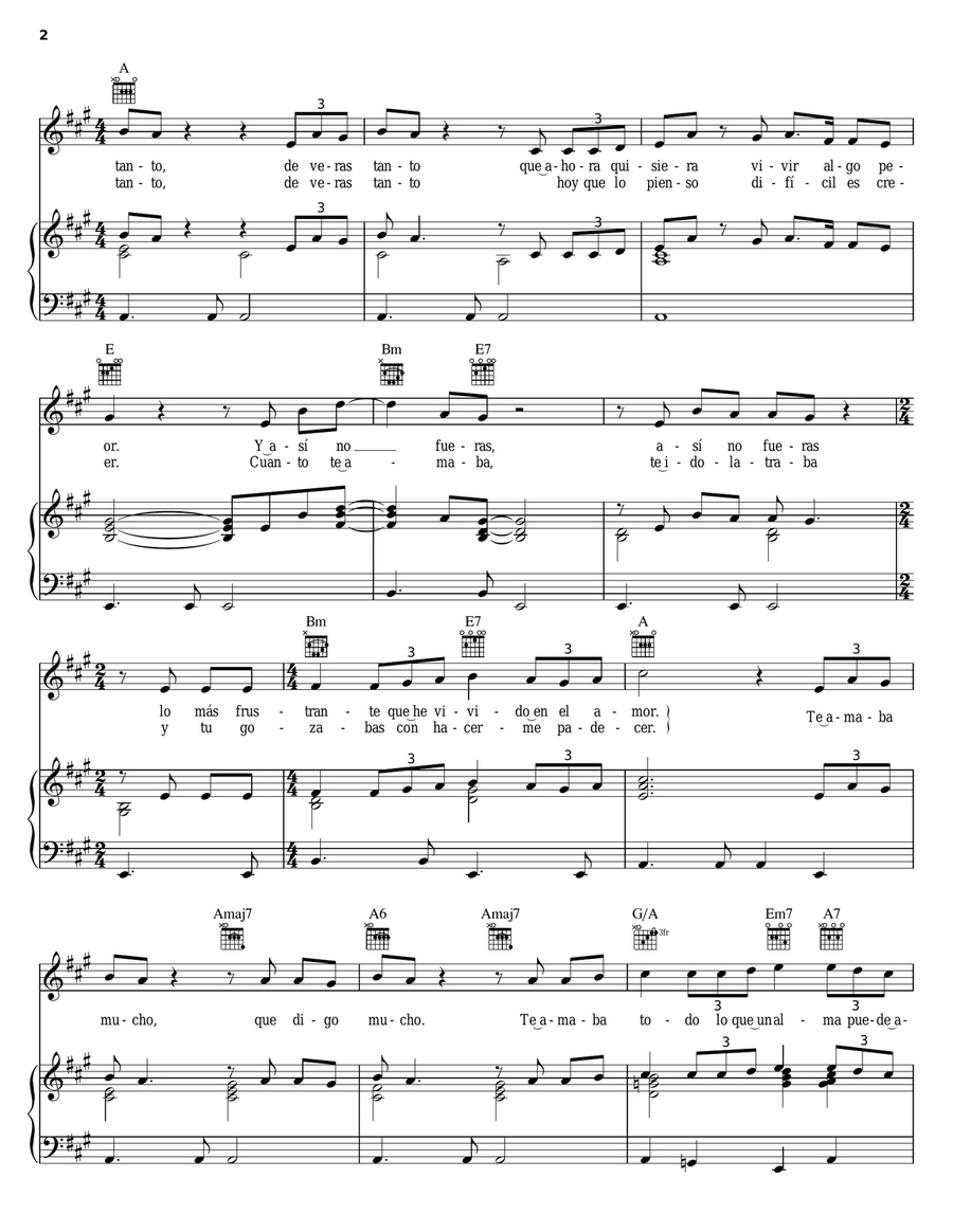 Amar Como Te Ame Amar Como Te Ame Piano, Vocal, Guitar scores gallery preview page 2