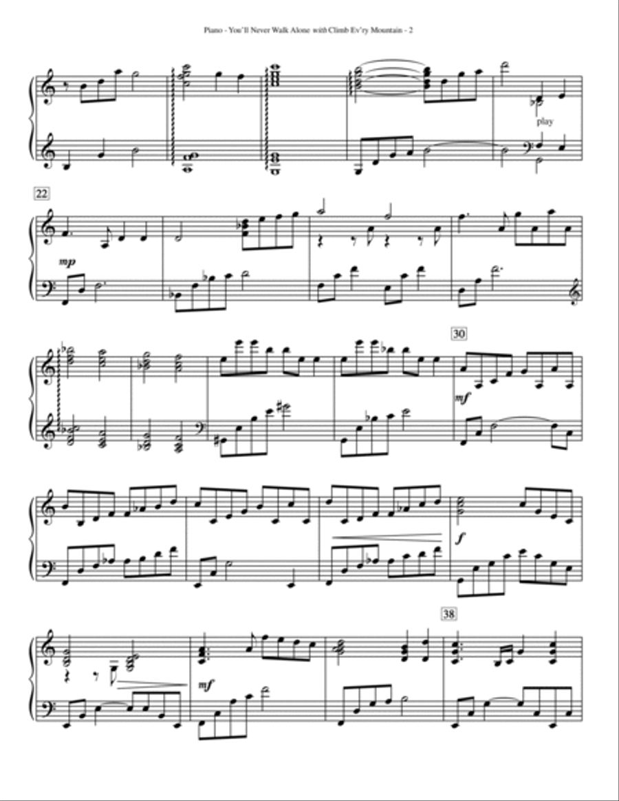 You'll Never Walk Alone (with Climb Every Mountain) - Piano Choir scores gallery preview page 2