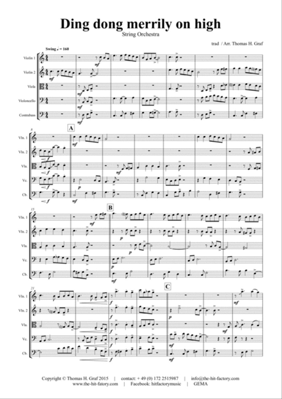 Ding dong merrily on high - Swing - String Orchestra String Orchestra scores gallery preview page 2
