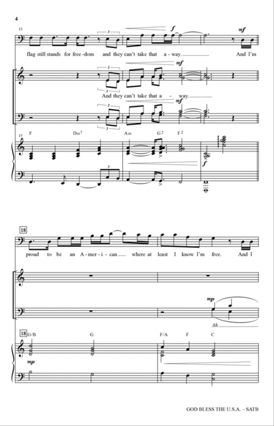 God Bless The U.S.A. (arr. David Schmidt) 4-Part scores gallery preview page 3