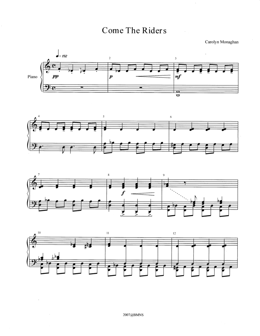 Come the Riders Come the Riders Piano Solo scores gallery preview page 1
