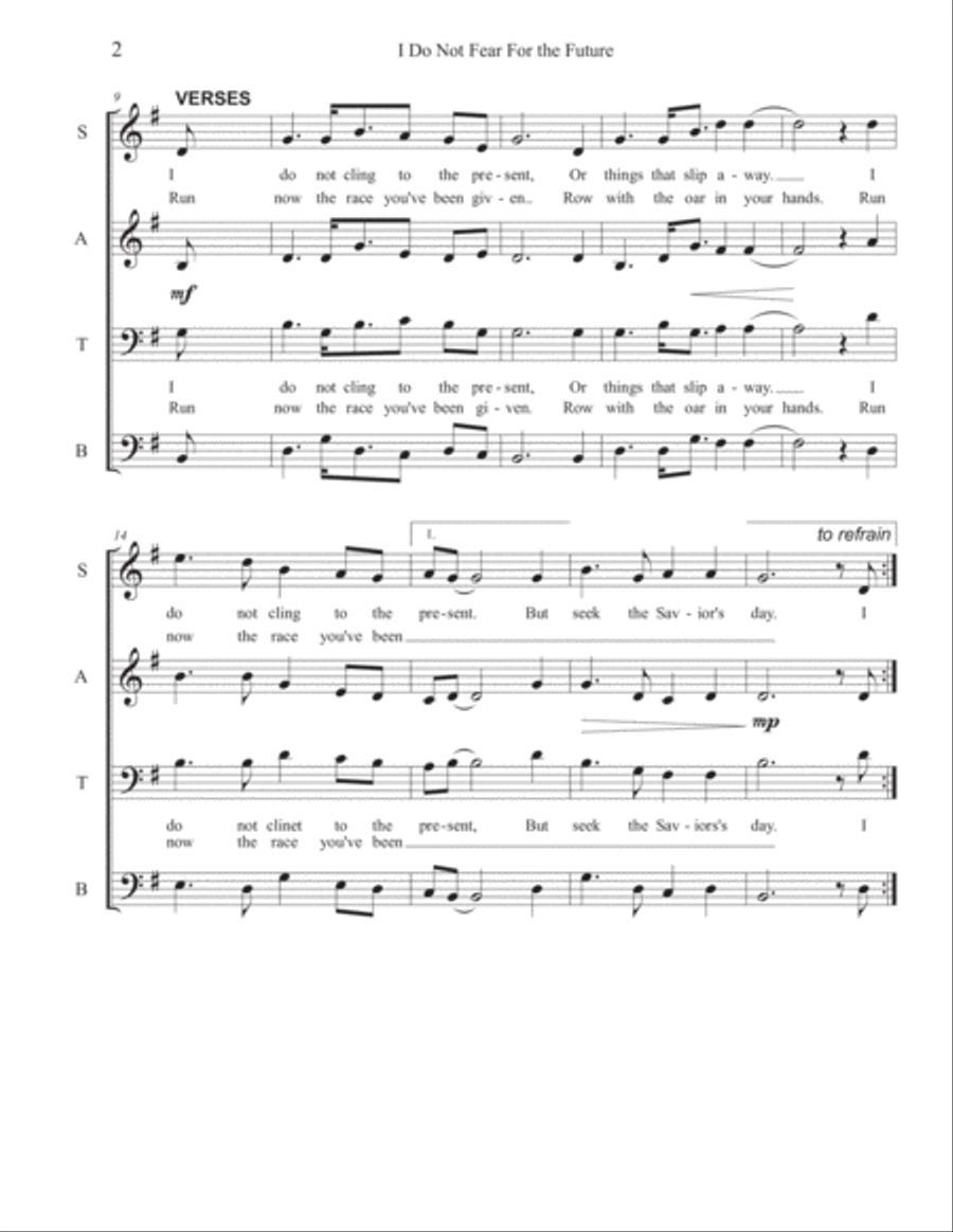 I Do Not Fear For The Future 4-Part scores gallery preview page 2
