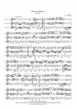 Book cover for Scott Joplin: The Easy Winners (Rag) - clarinet trio