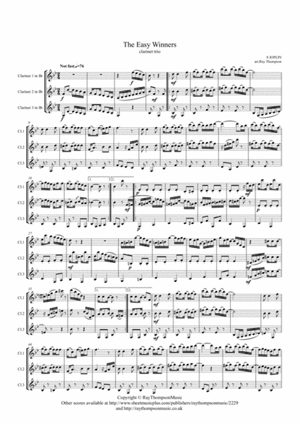 Scott Joplin: The Easy Winners (Rag) - clarinet trio image number null