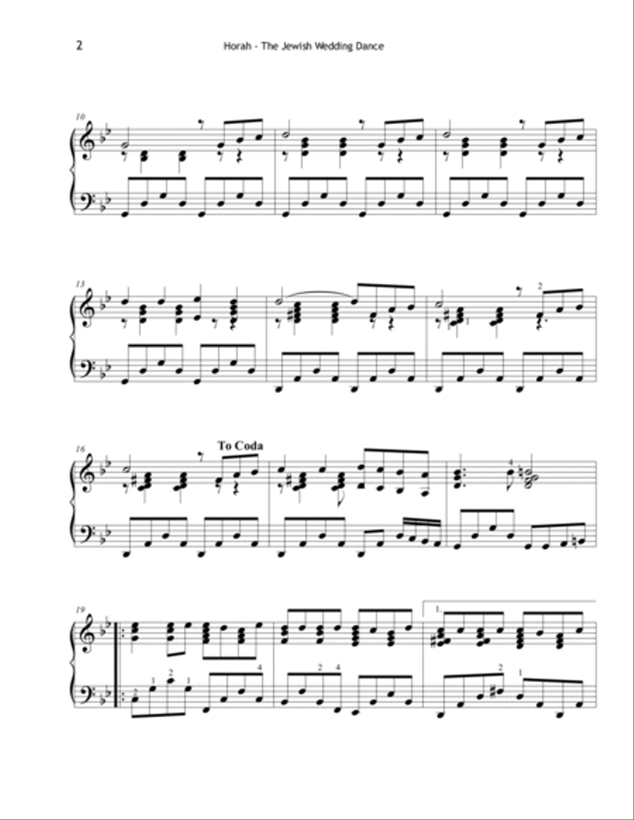 Horah - The Jewish Wedding Dance Piano Solo scores gallery preview page 2
