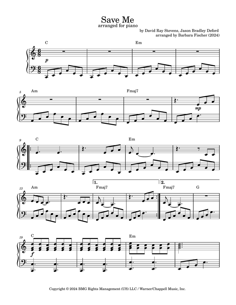 Save Me Piano Solo scores gallery preview page 1