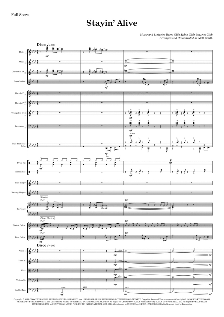Stayin' Alive Full Orchestra scores gallery preview page 1