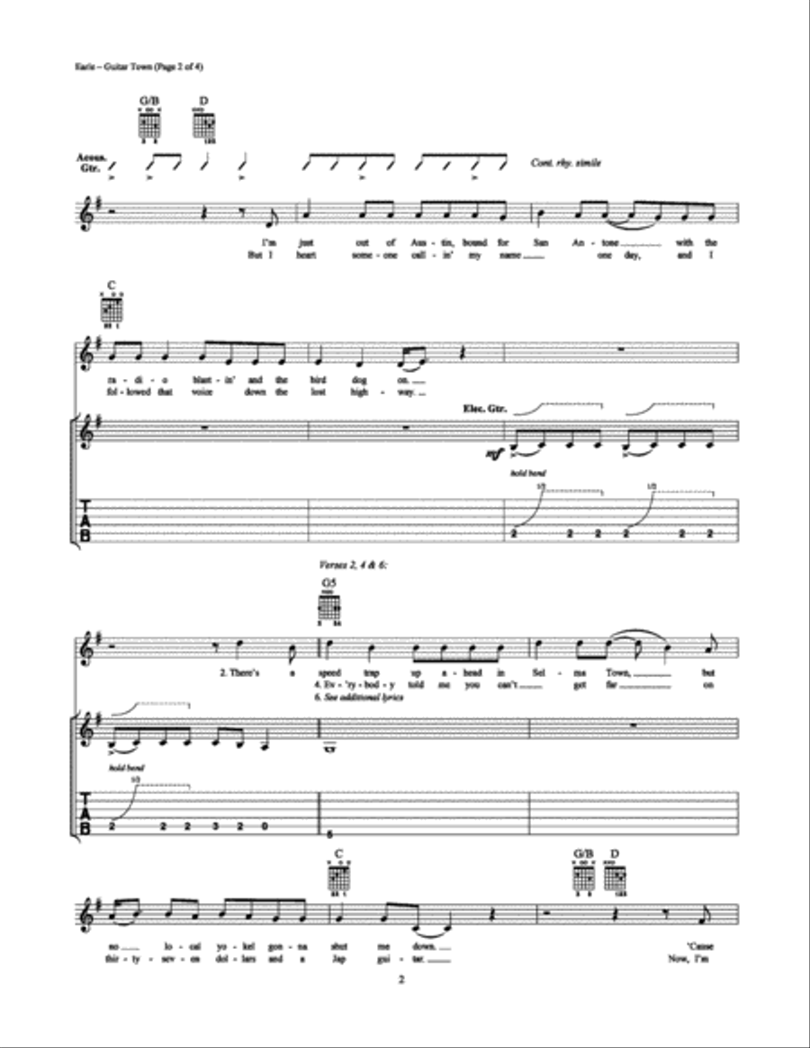 Guitar Town Electric Guitar scores gallery preview page 2