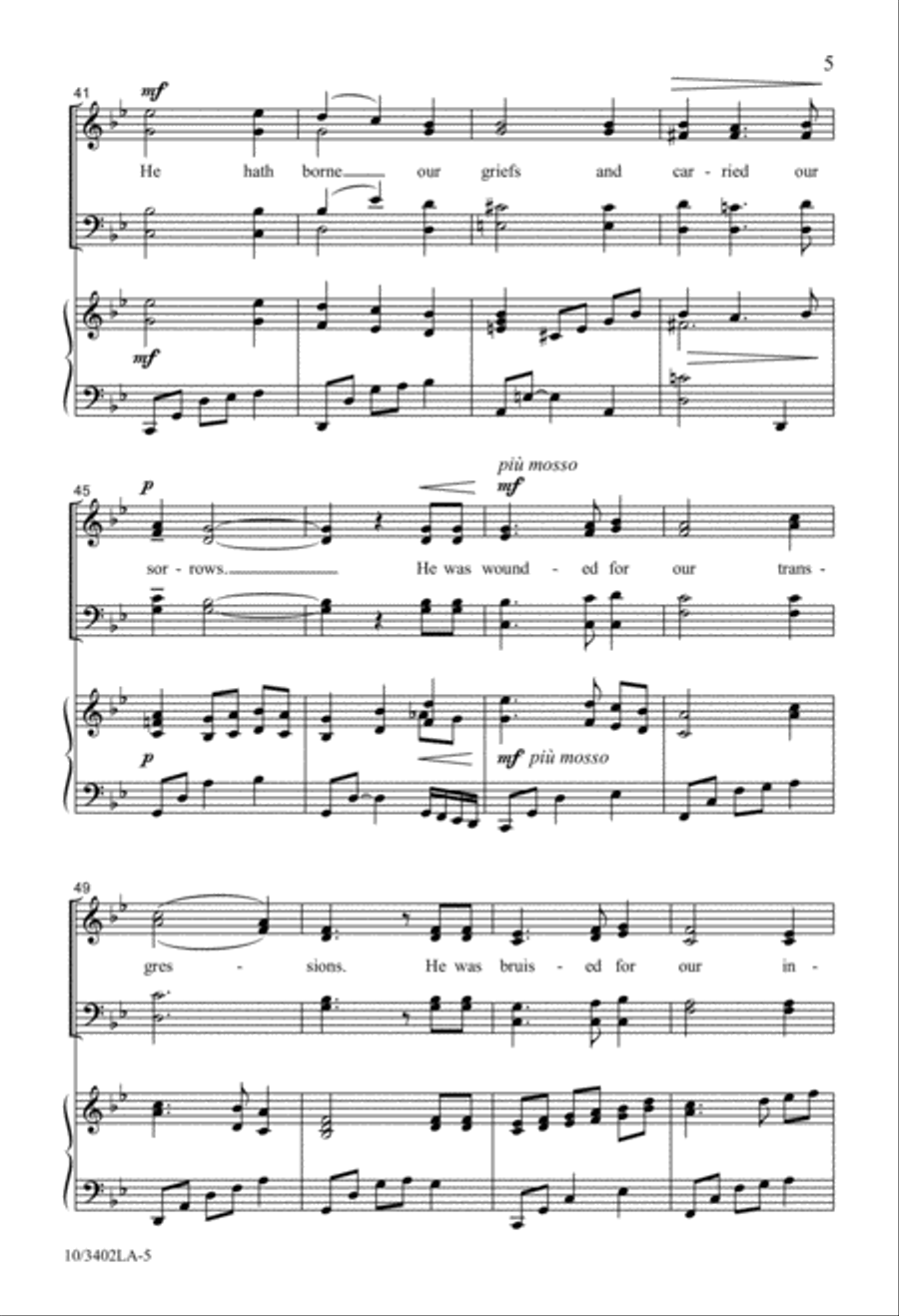 Surely, He Hath Borne Our Griefs 4-Part scores gallery preview page 5
