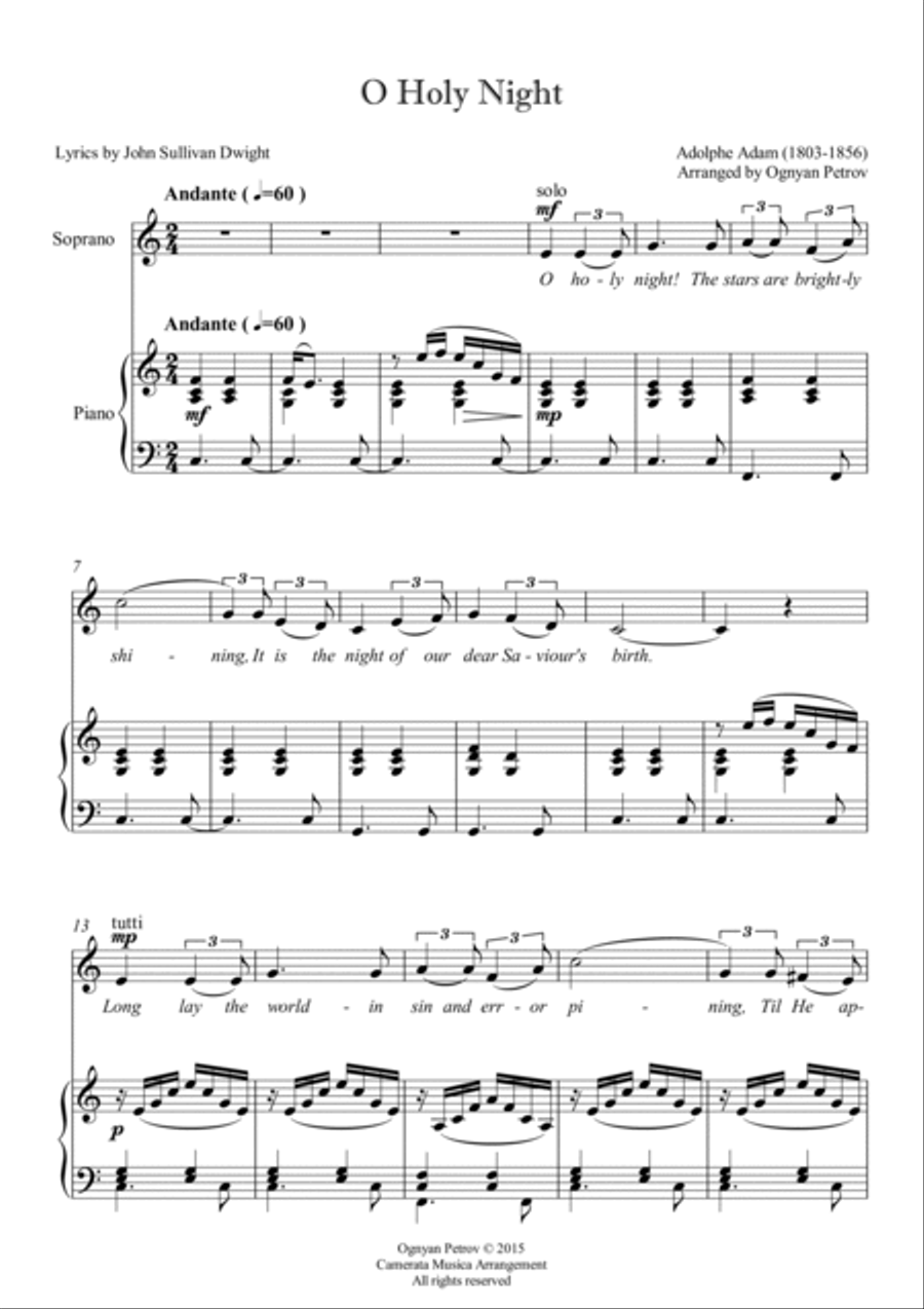 O Holy Night for Soprano and Piano Piano, Vocal, Guitar scores gallery preview page 2