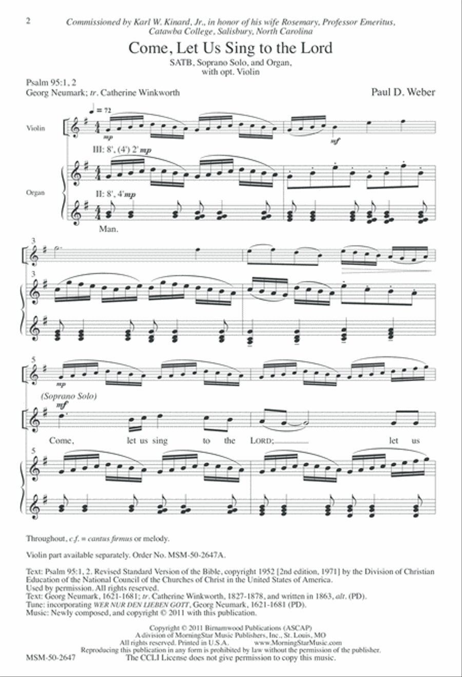 Come, Let Us Sing to the Lord 4-Part scores gallery preview page 2