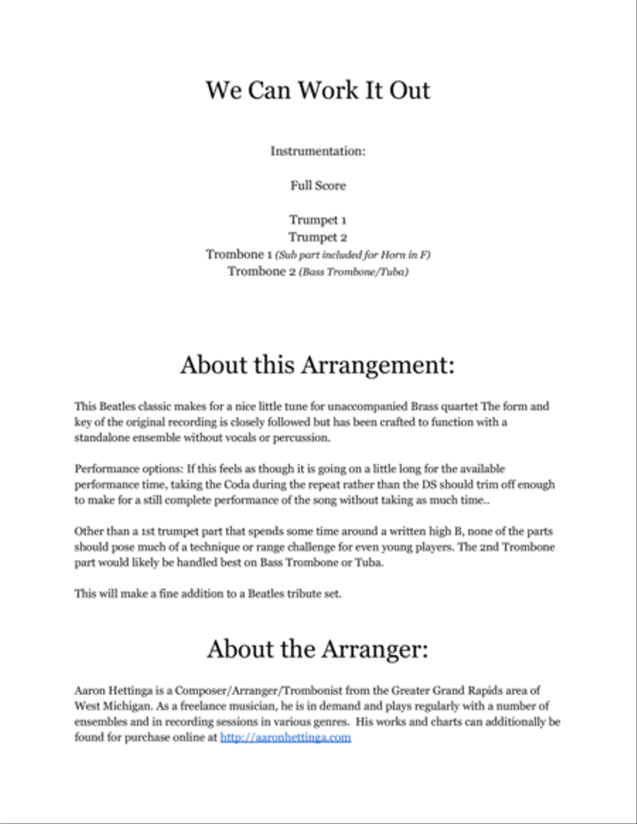 We Can Work It Out Brass Ensemble scores gallery preview page 2