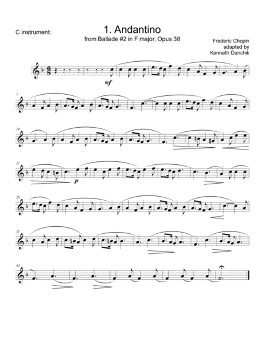 Five Chopin Melodies Flute scores gallery preview page 6