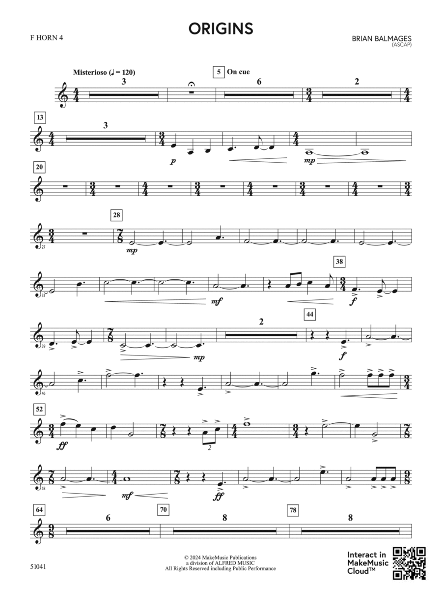 Origins: 4th F Horn Origins: 4th F Horn Full Orchestra scores gallery preview page 1