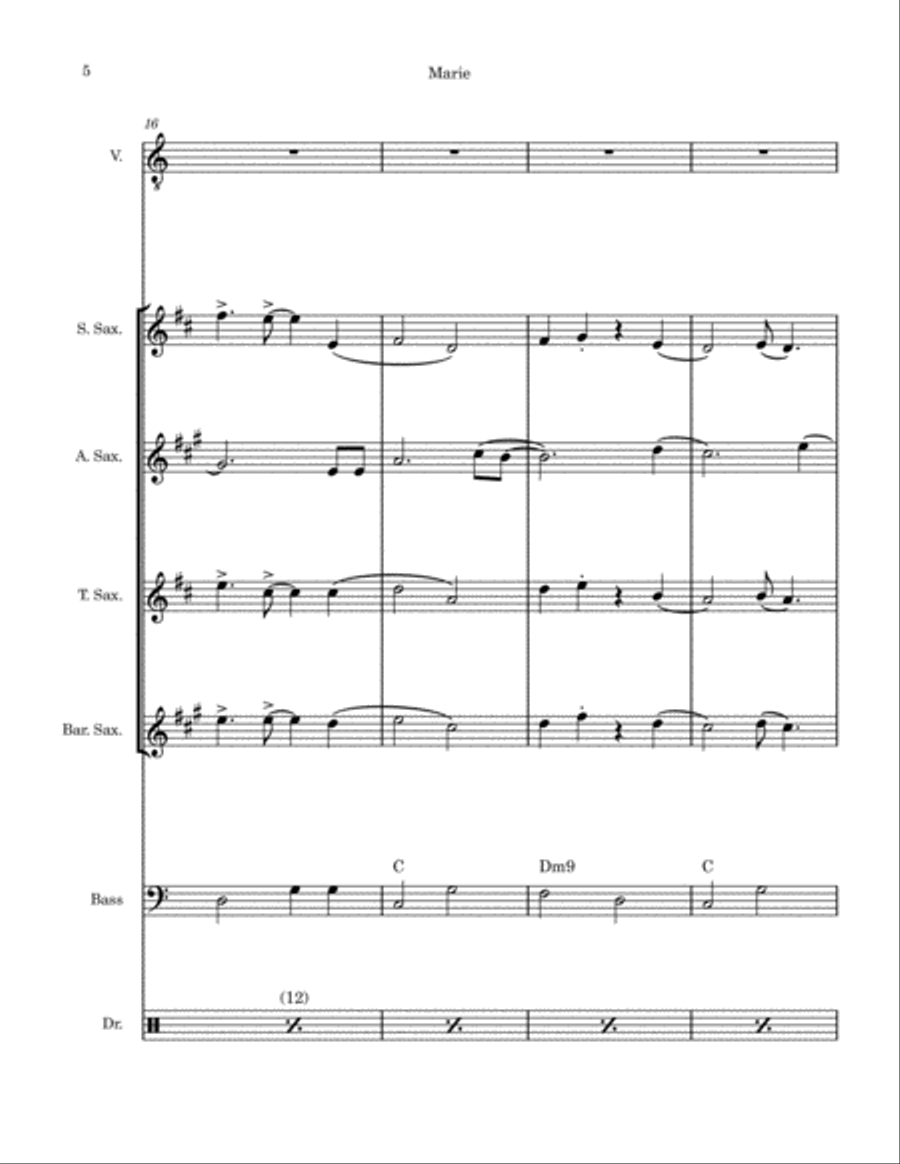 Marie Saxophone Quartet scores gallery preview page 6