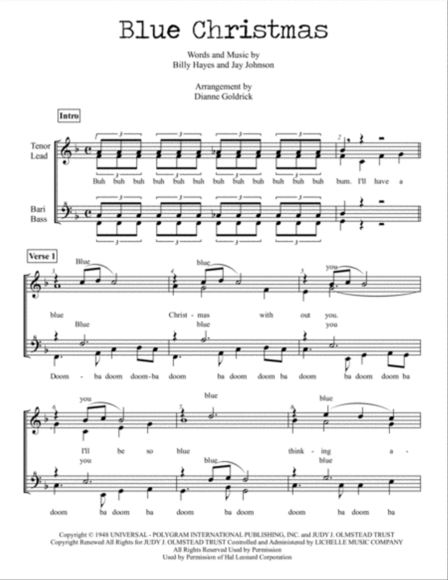 Blue Christmas SSAA scores gallery preview page 1