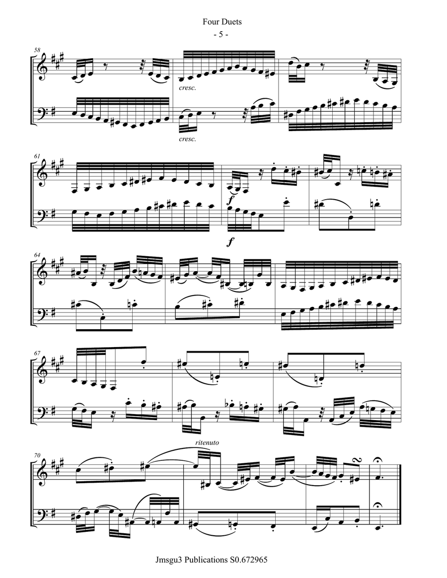 Bach: Four Duets for Bass Clarinet & Cello Chamber Music scores gallery preview page 5