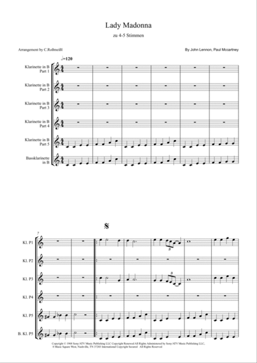 Lady Madonna Woodwind Quintet scores gallery preview page 2