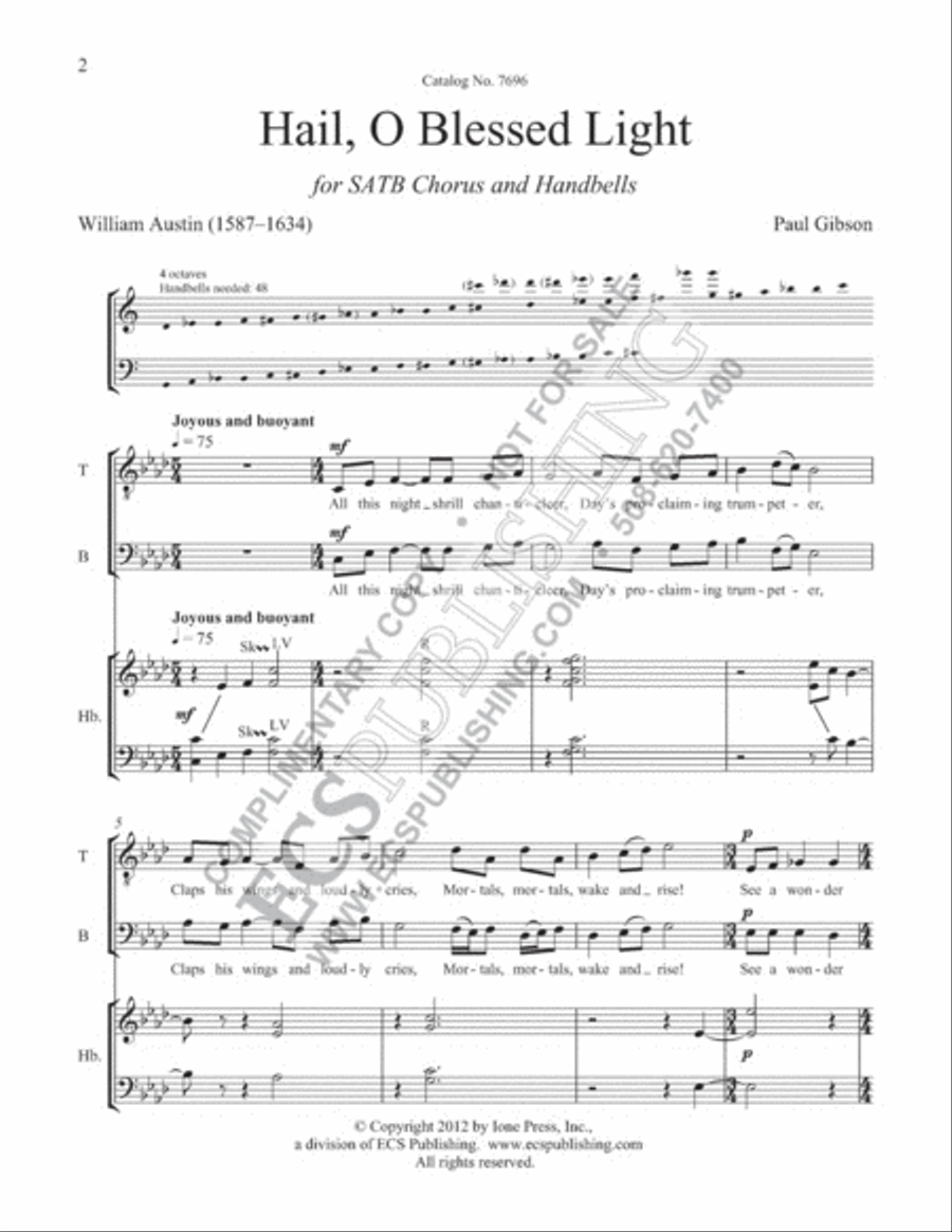 Hail, O Blessed Light Hail, O Blessed Light 4-Part scores gallery preview page 2