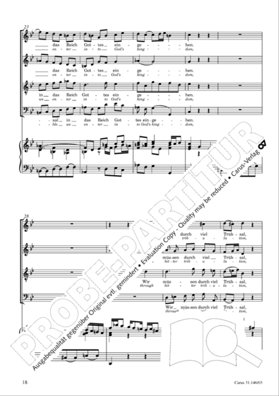 Through bitter tribulation we enter into God's kingdom (Wir mussen durch viel Trubsal in das Reich Gottes eingehen) 4-Part scores gallery preview page 19