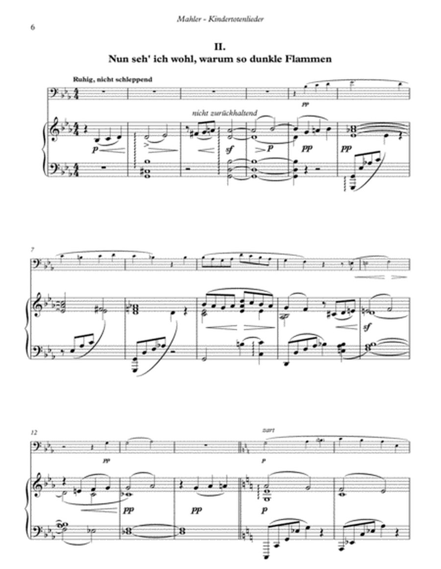 Kindertotenlieder for Tenor or Bass Trombone and Piano accompaniment