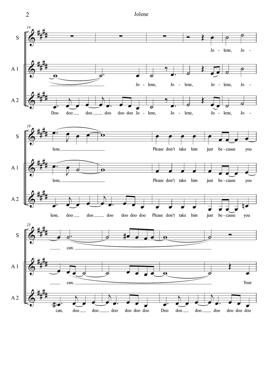 Jolene A Cappella scores gallery preview page 2