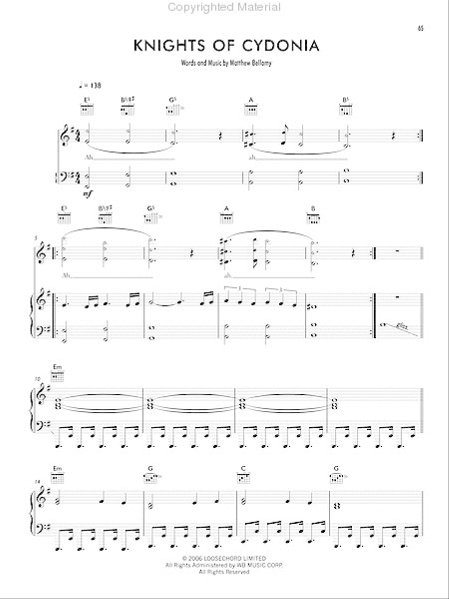 Muse - Black Holes and Revelations Piano, Vocal, Guitar scores gallery preview page 2