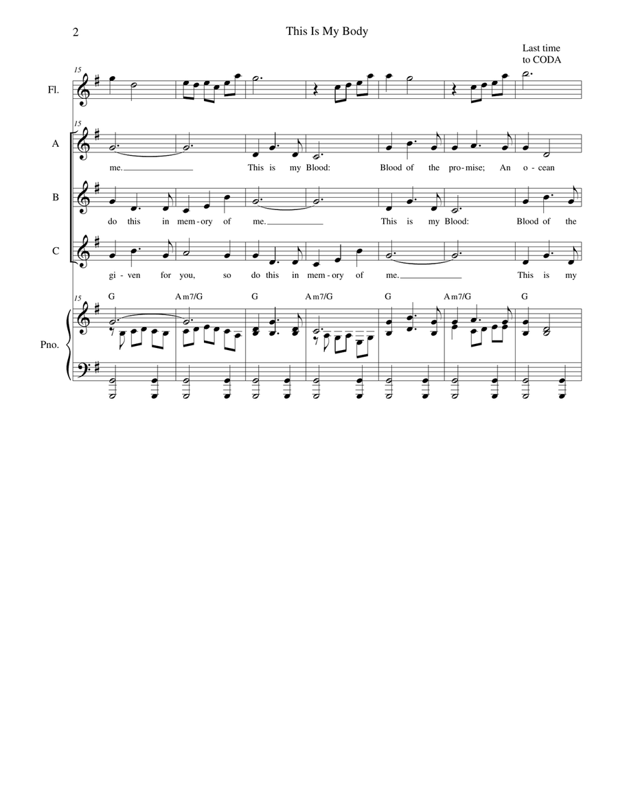 This Is My Body (Three-part choir) Unison Choir scores gallery preview page 2