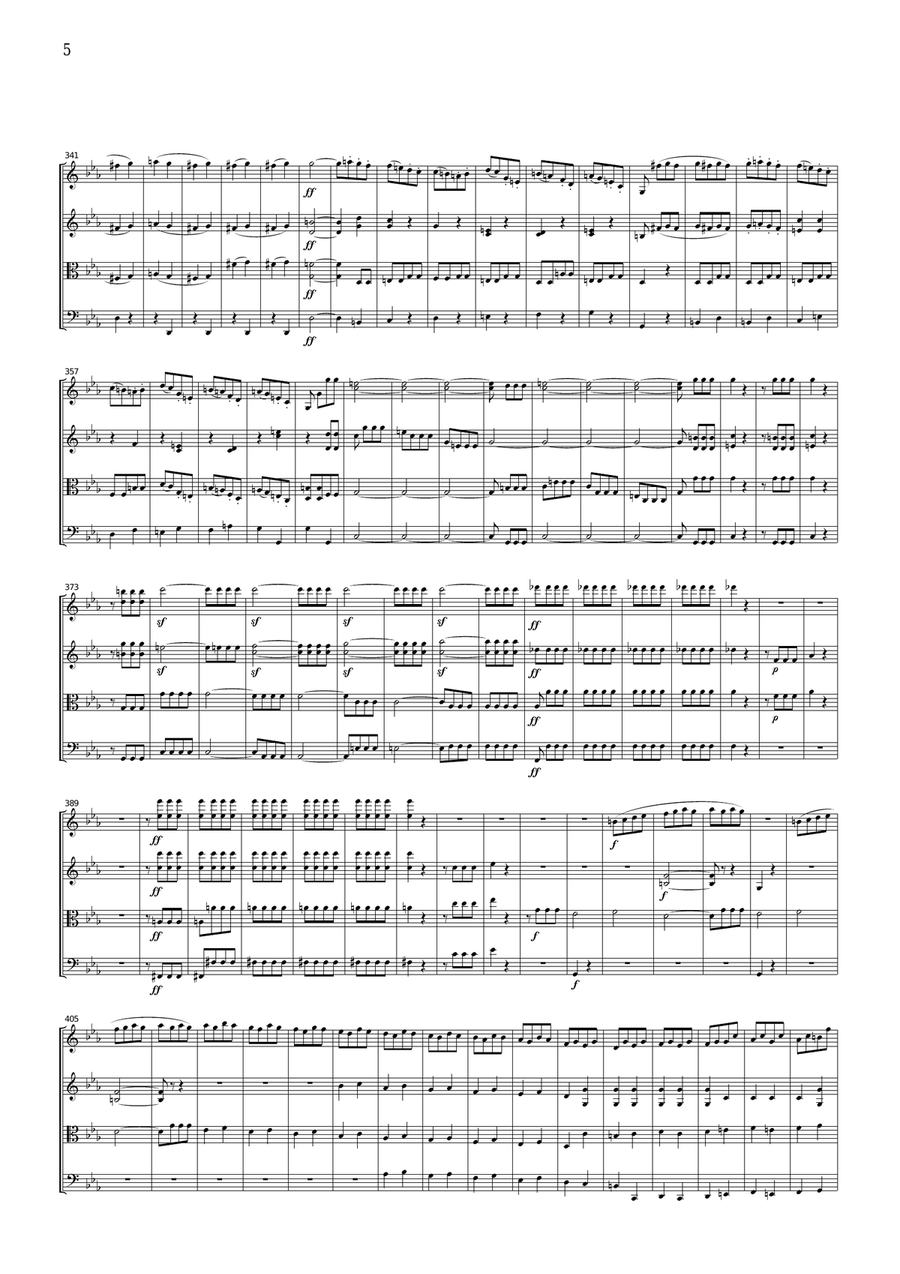 Beethoven Symphony No.5, 1st mvt., for string quartet, CB011 String Quartet scores gallery preview page 5