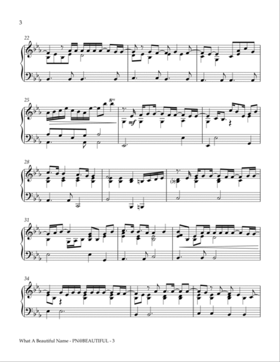 What A Beautiful Name Piano Solo scores gallery preview page 4