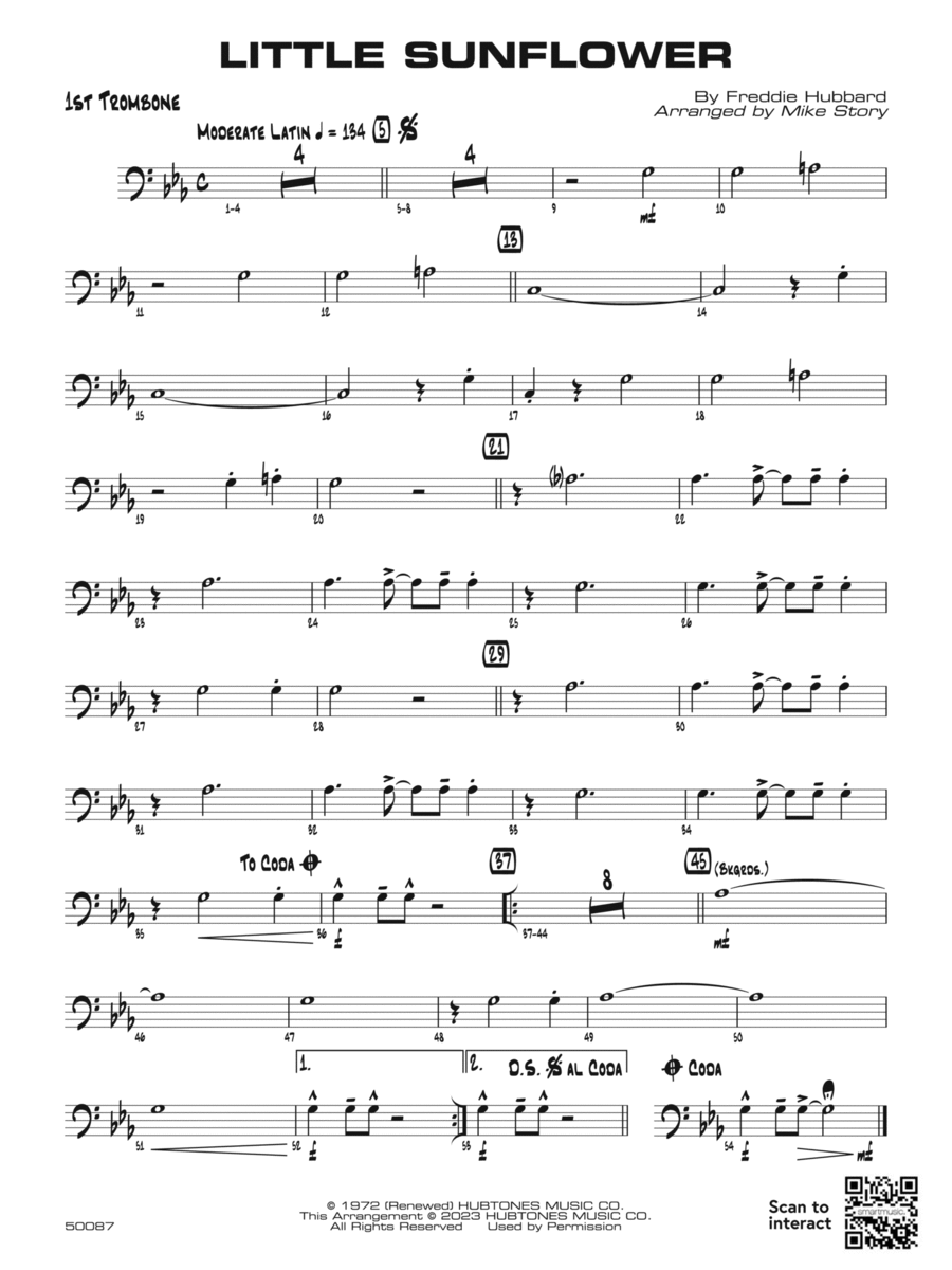 Little Sunflower: 1st Trombone Jazz Ensemble scores gallery preview page 1