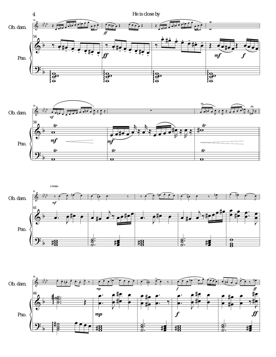 He is Close By for oboe d'amore and piano Oboe scores gallery preview page 4