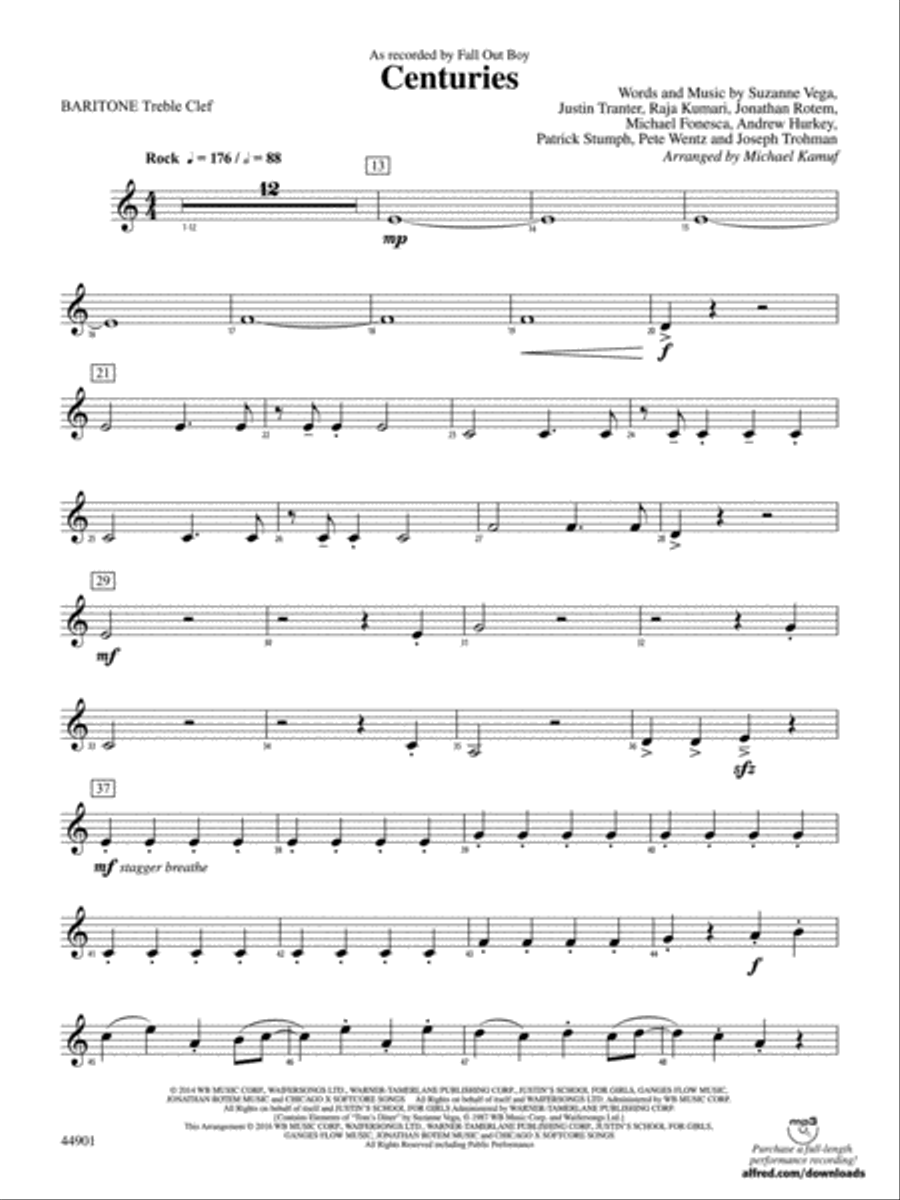 Centuries: Baritone T.C. Concert Band scores gallery preview page 1