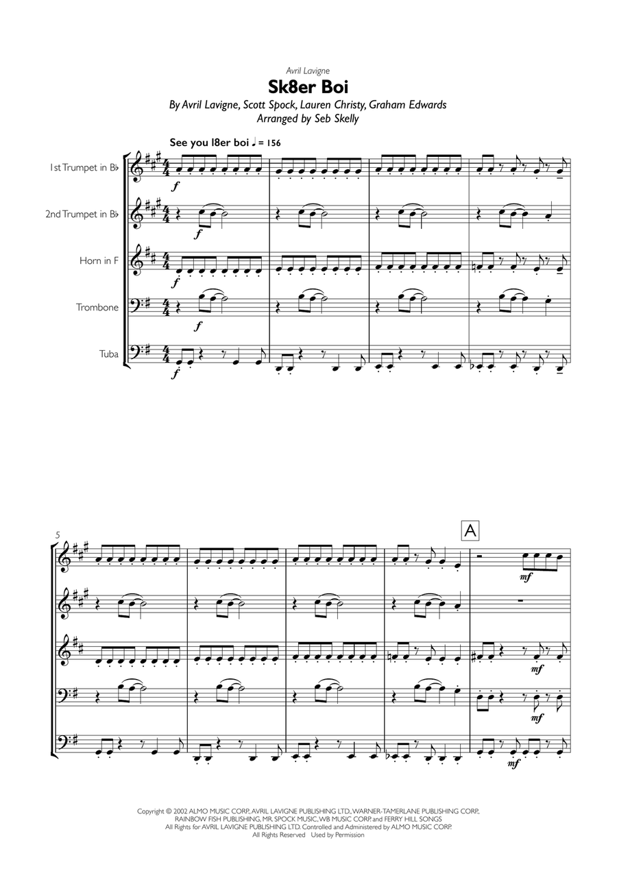 Sk8er Boi Brass Ensemble scores gallery preview page 1
