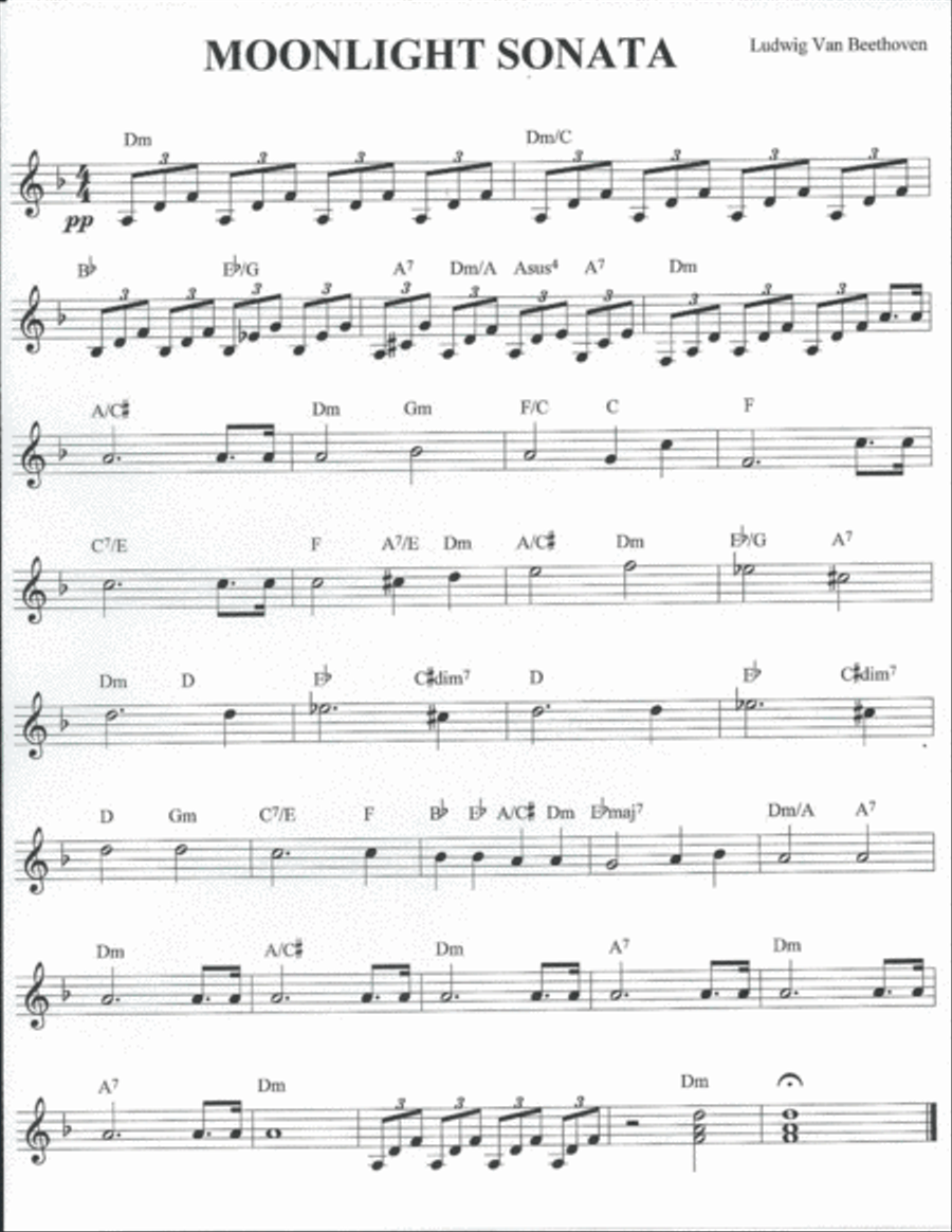 Moonlight Sonata Moonlight Sonata Easy Piano scores gallery preview page 1