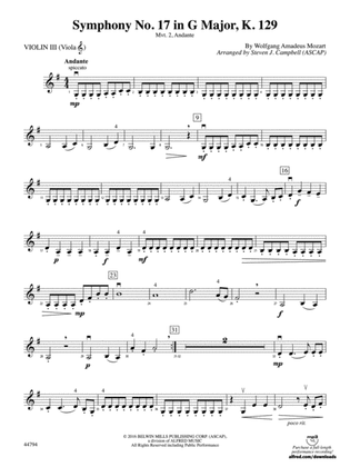 Symphony No. 17 in G Major, K. 129: 3rd Violin (Viola [TC])