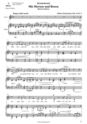 Book cover for Mit Myrten und Rosen, Op. 24 No. 9 (B-flat Major)