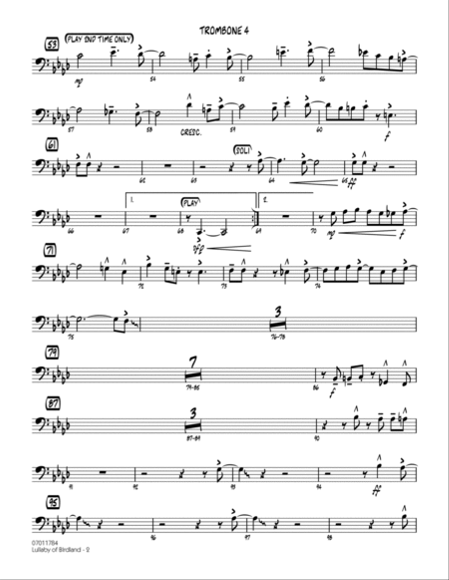 Lullaby Of Birdland - Trombone 4 Jazz Ensemble scores gallery preview page 2