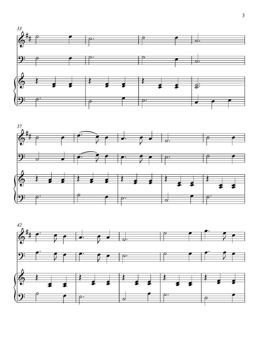 Franz Gruber - Silent Night (Tenor Saxophone and Double Bass Duet) Small Ensemble scores gallery preview page 3