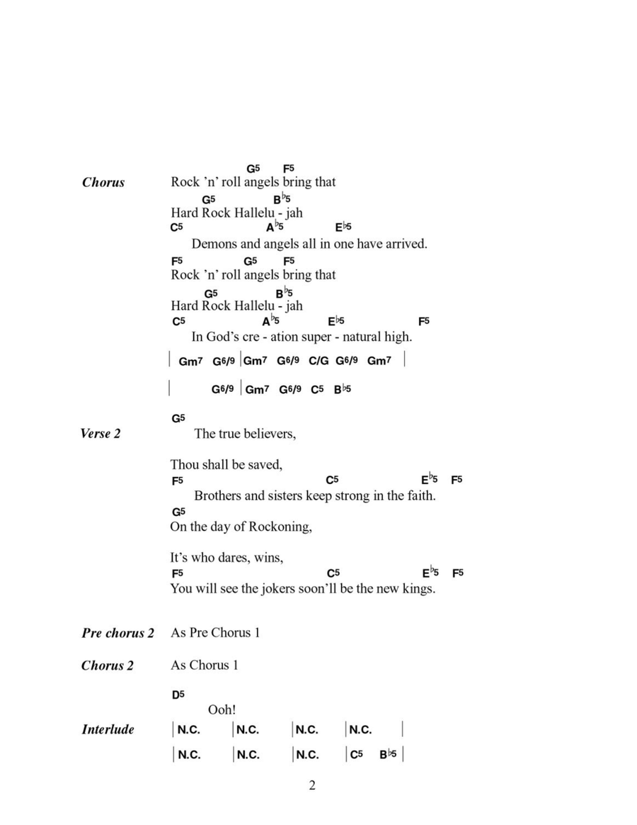 Hard Rock Hallelujah Electric Guitar scores gallery preview page 2