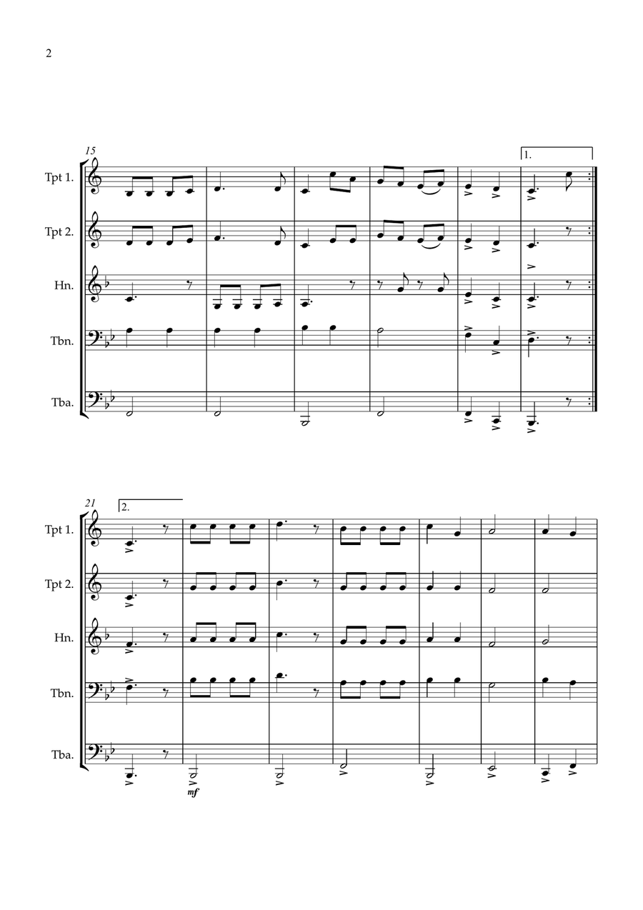 Joy To The World brass quintet easy intermediate Brass Quintet scores gallery preview page 2