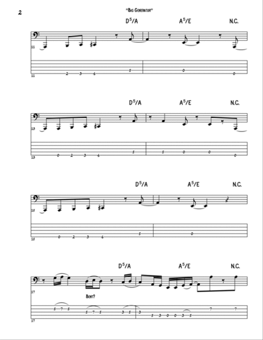 Big Generator Big Generator Bass Guitar scores gallery preview page 2