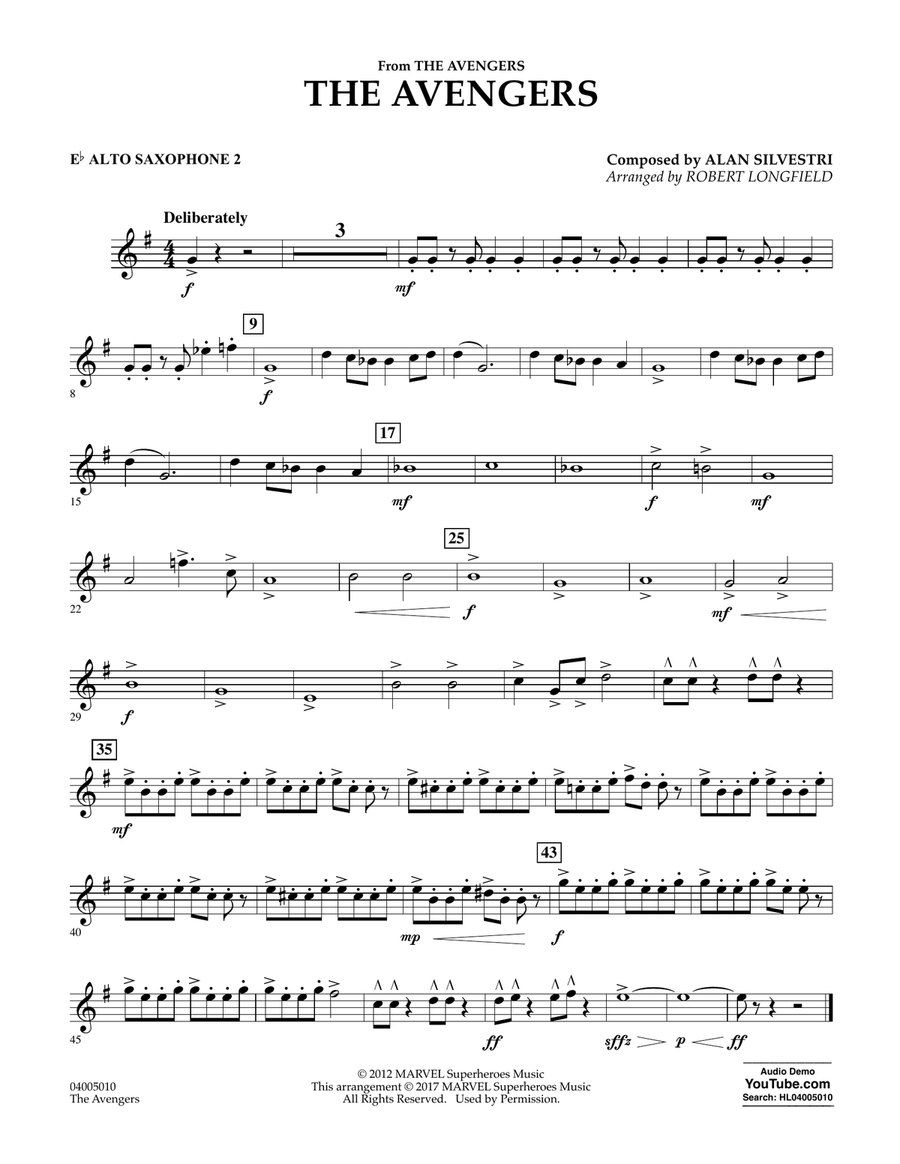 The Avengers - Eb Alto Saxophone 2 Concert Band scores gallery preview page 1