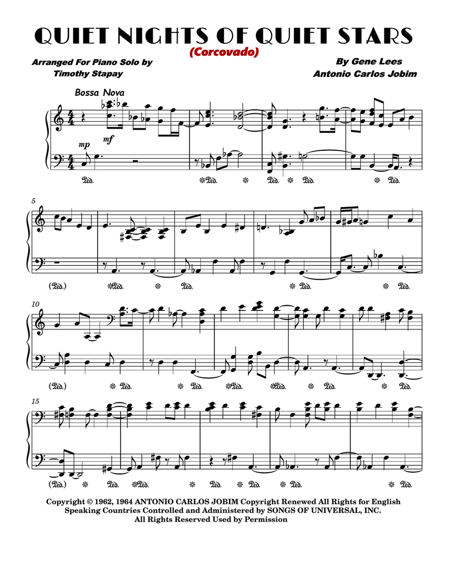 Quiet Nights Of Quiet Stars (corcovado) Piano Solo scores gallery preview page 1